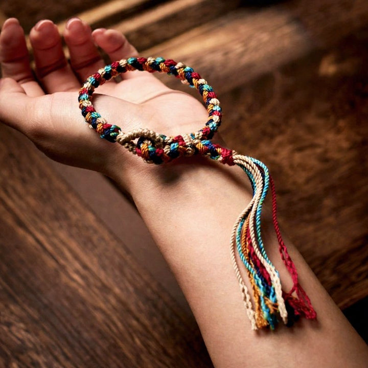 Buddha Stones Pulsera de cuerda tibetana multicolor tejida a mano para la buena suerte - image 4