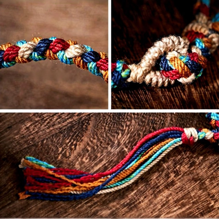 Buddha Stones Pulsera de cuerda tibetana multicolor tejida a mano para la buena suerte - image 8
