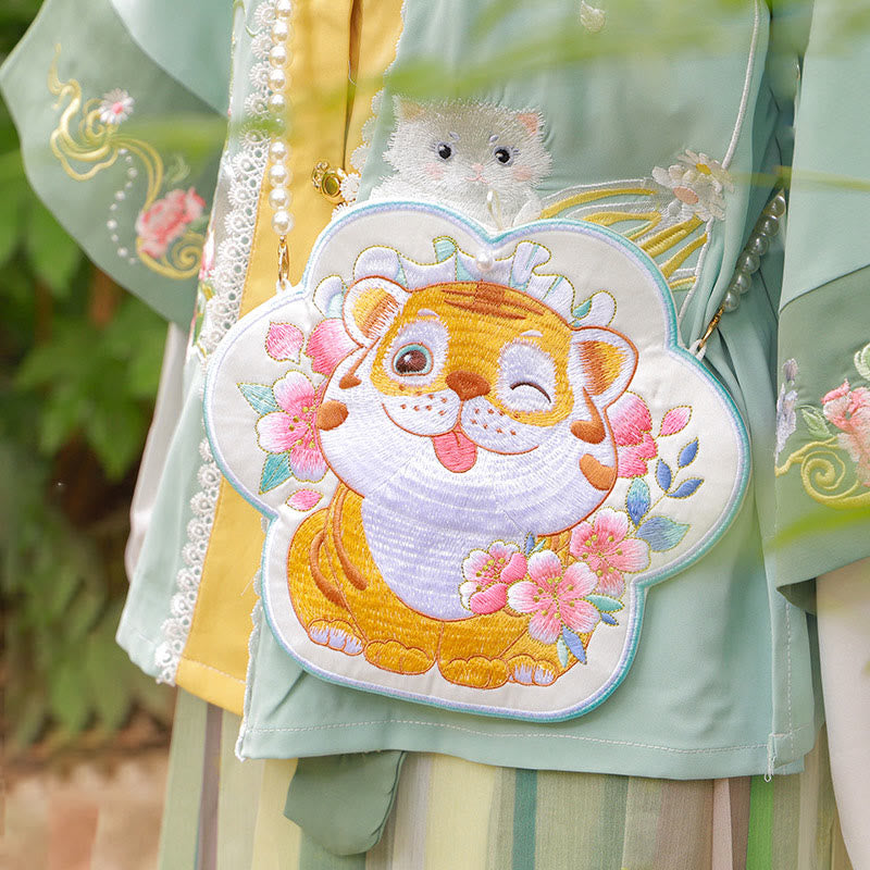 Buddha Stones suerte bordado loto Koi pez conejo flor Hanfu bolso bandolera bolso de hombro
