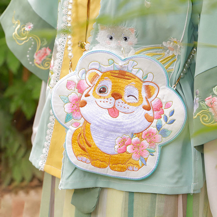Buddha Stones suerte bordado loto Koi pez conejo flor Hanfu bolso bandolera bolso de hombro