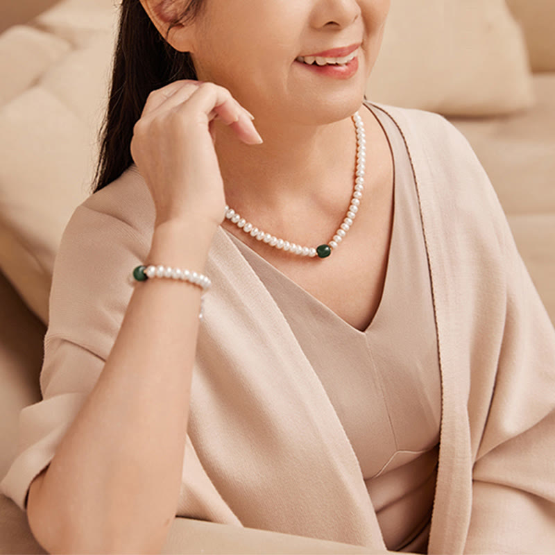 Buddha Stones de Plata de Ley 925, Perla Natural, Jade hetiano, aguamarina, sabiduría, sinceridad, collar, pulsera con colgante - image 6