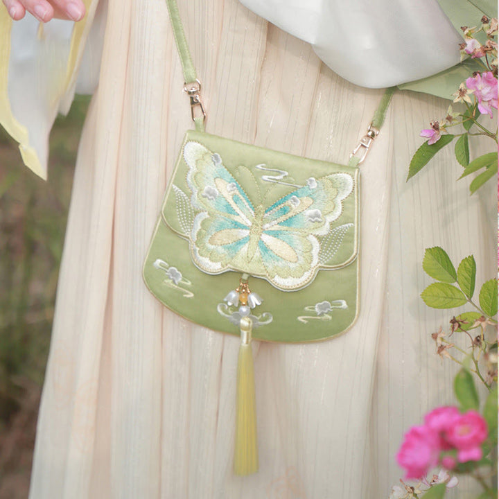 Buddha Stones suerte bordado loto Koi pez conejo flor Hanfu bolso bandolera bolso de hombro