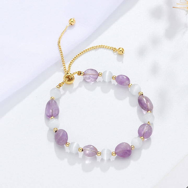 Pulsera de conciencia espiritual de cuarzo rutilado negro de cristal rosa amatista