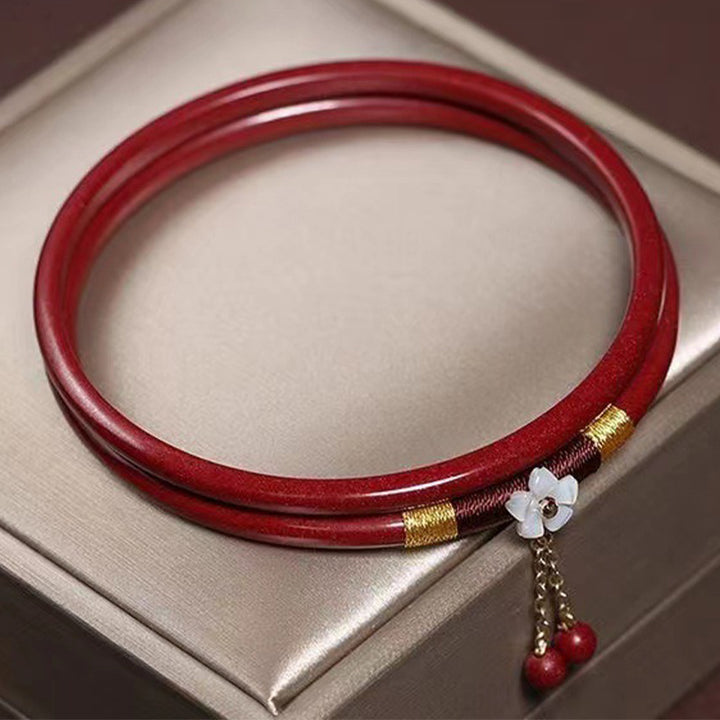 Pulsera con dijes de bendición de flores de cinabrio, 2 uds., Buddha Stones