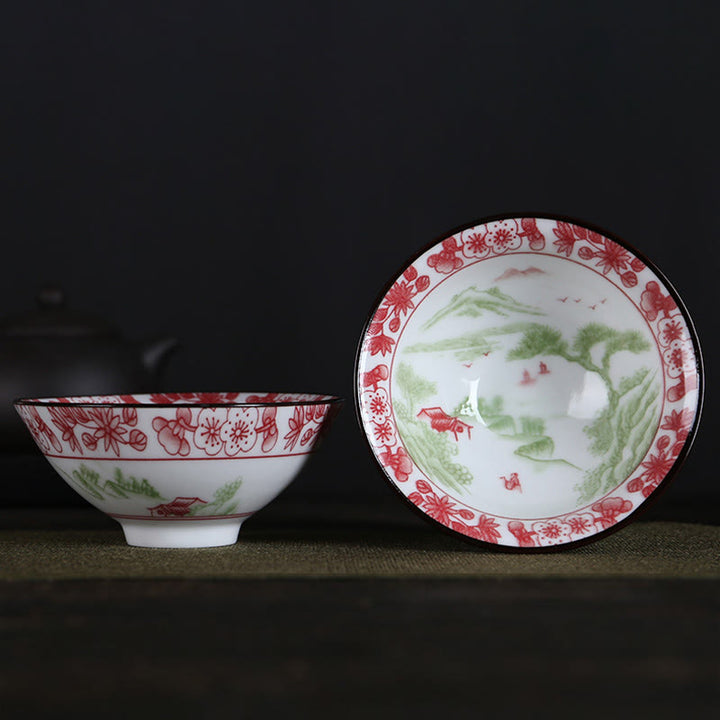 Taza de té de Buddha Stones, flores, carácter Fu, montañas, loto, flores de cerezo, taza de té de Kung Fu