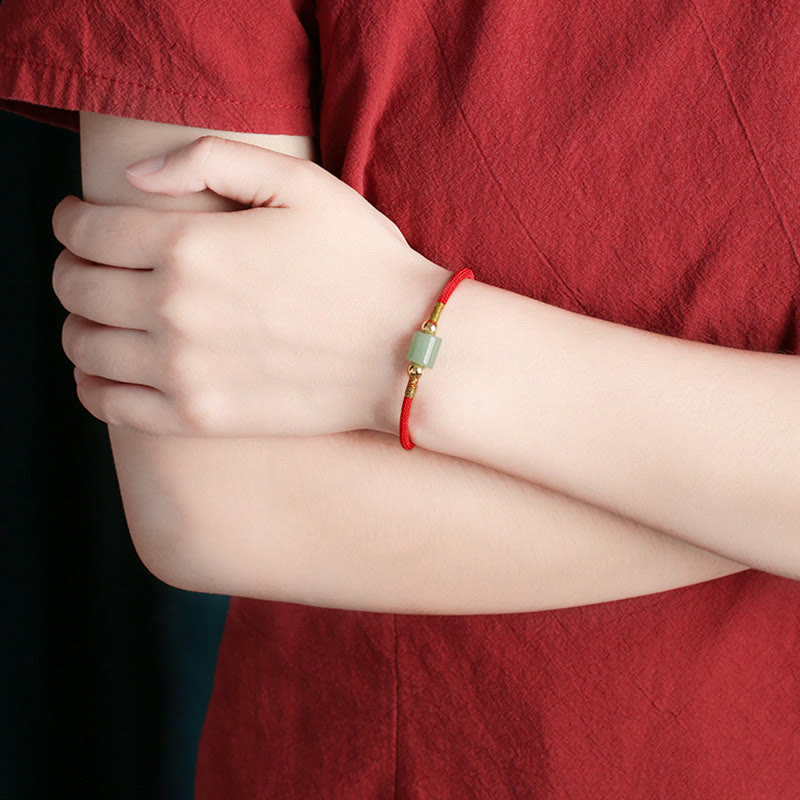Pulsera de cuerda trenzada con protección de la suerte, malaquita, piedra roja, Aventurina verde hecha a mano, Buddha Stones del Tíbet