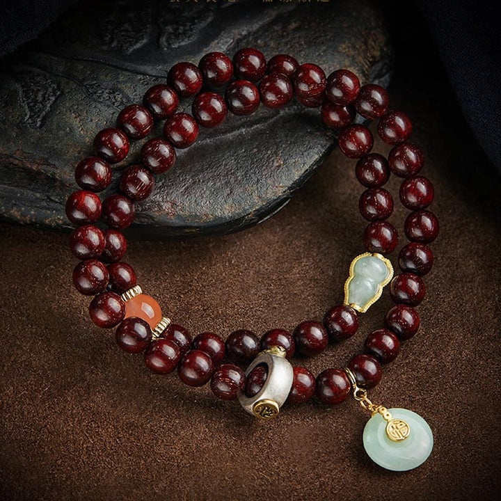 Buddha Stones Zodíaco Chino Buda Natal Hoja Pequeña Sándalo Rojo Jade Ágata Roja PiXiu Sooth Pulsera