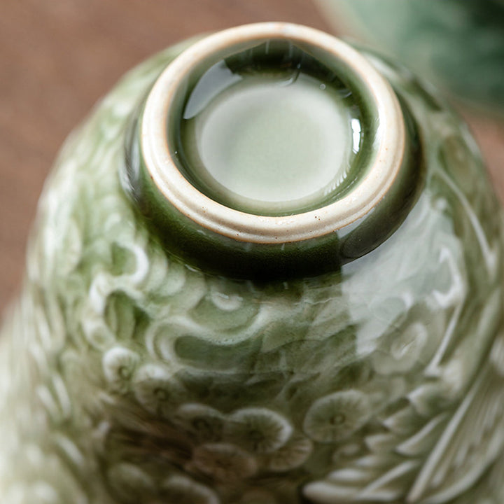 Taza de té de cerámica de pino con grulla de Buddha Stones , taza de té de Kung Fu, 80ml