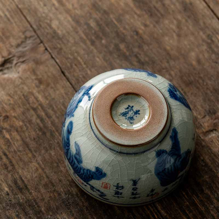 Buddha Stones Jingdezhen pintado a mano lindo tigre taza de té de cerámica Kung Fu taza de té tazón 140ml