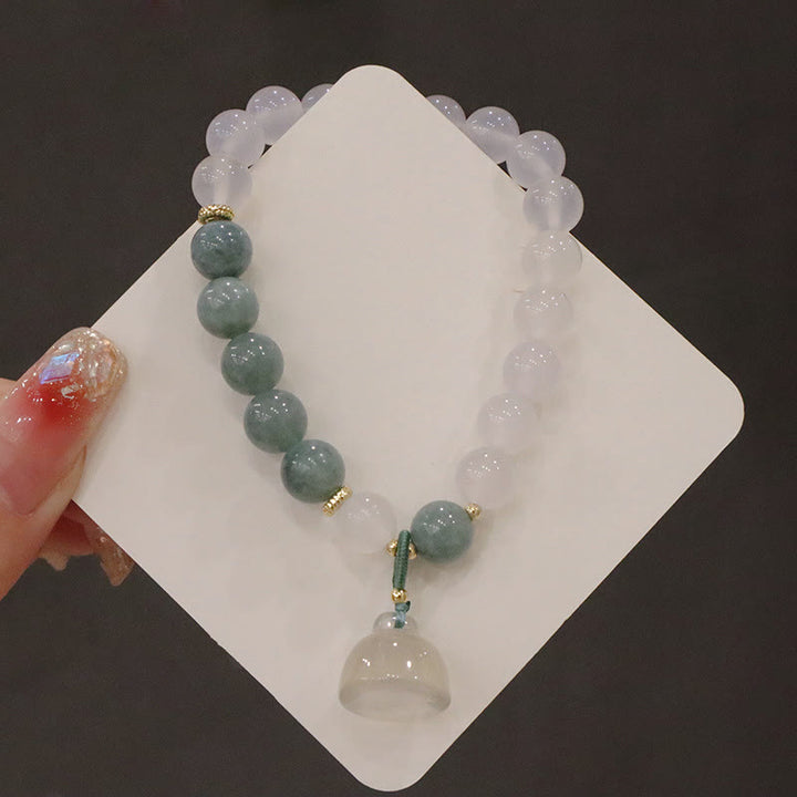 Pulsera de protección con hebilla de paz, flor de loto, Jade, ágata blanca, Buddha Stones