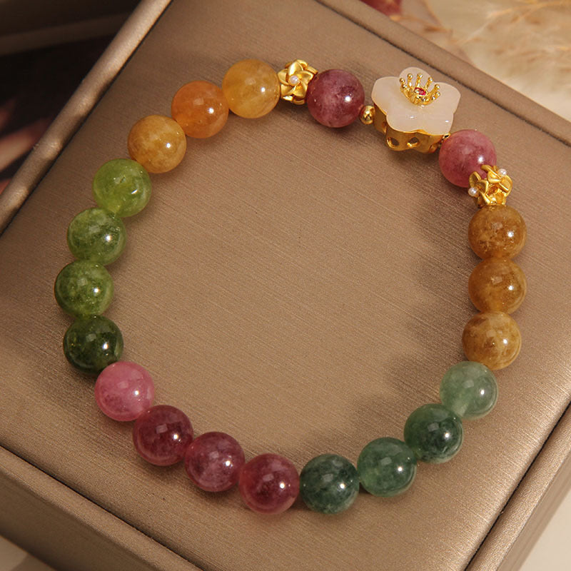Pulsera de amor con flores de jade y turmalina coloridas de Buddha Stones