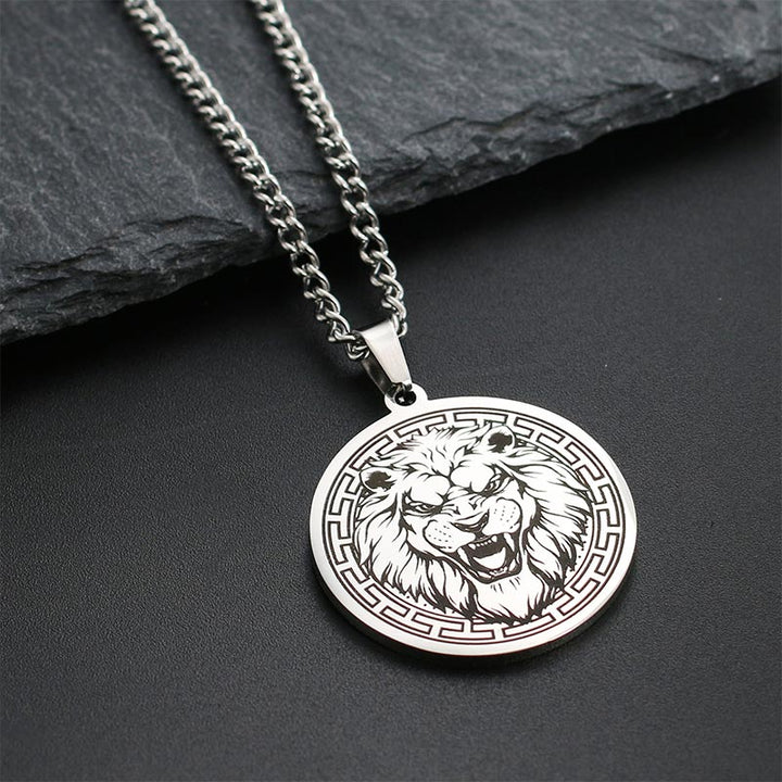 Colgante de protección de collar de cadena de acero de titanio animal con Buddha Stones
