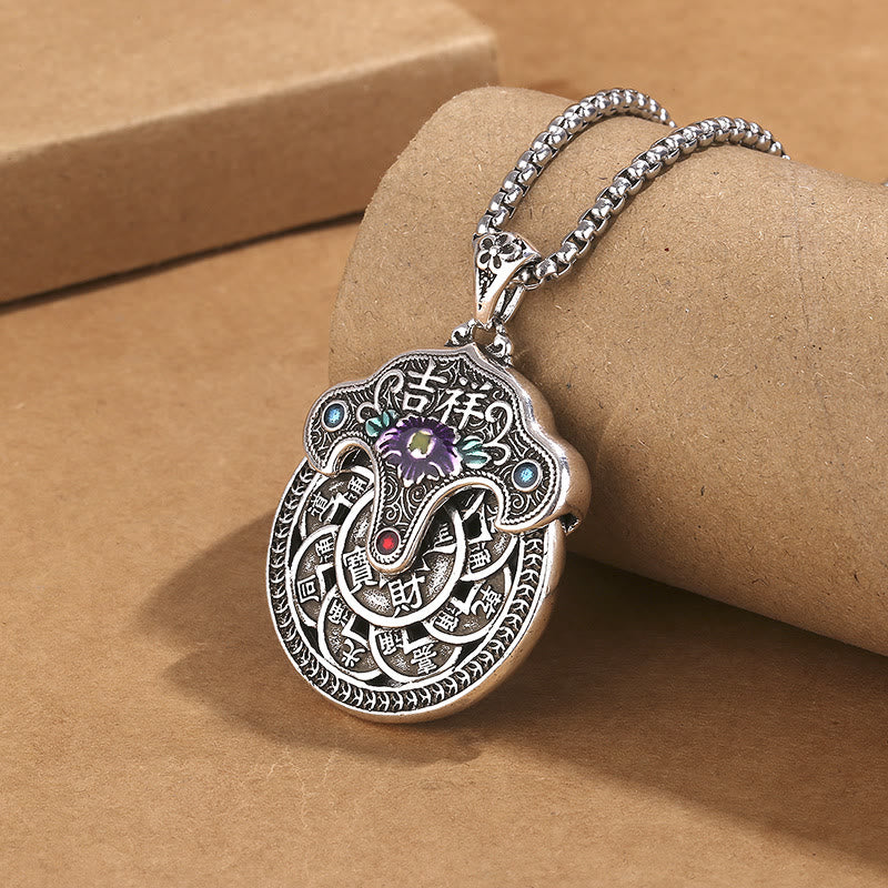 Colgante de collar de riqueza con monedas de cobre, flor de peonía , Buddha Stones