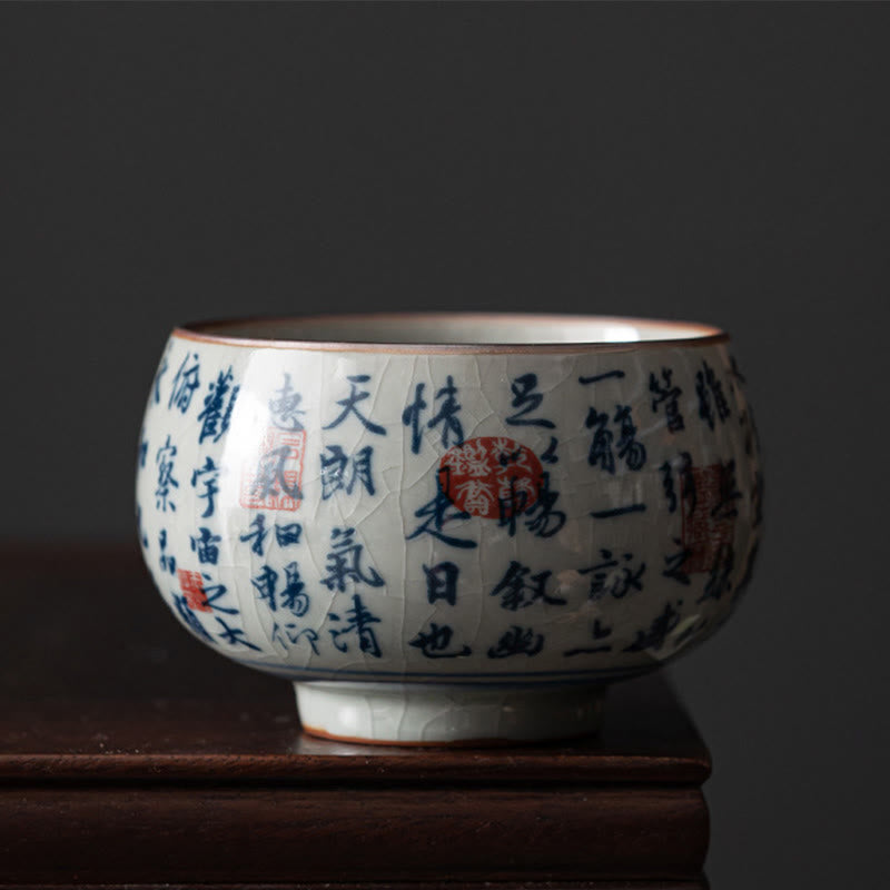Taza de té de cerámica con Buddha Stones, paisaje de montaña, pabellón de orquídeas de loto, taza de té de Kung Fu