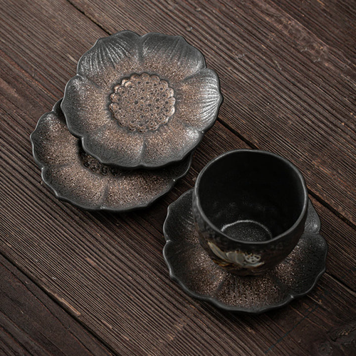 Tapete para Taza de cerámica con diseño de flor de loto Vintage , Buddha Stones, posavasos para taza de té, tapete para té de Kung Fu