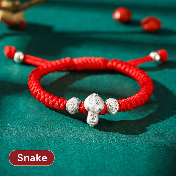 Pulsera para niños hecha a mano con cuerda roja del zodíaco chino de plata de ley 999 con Buddha Stones - Serpiente (tamaño de pulsera 12+4cm) - image 18