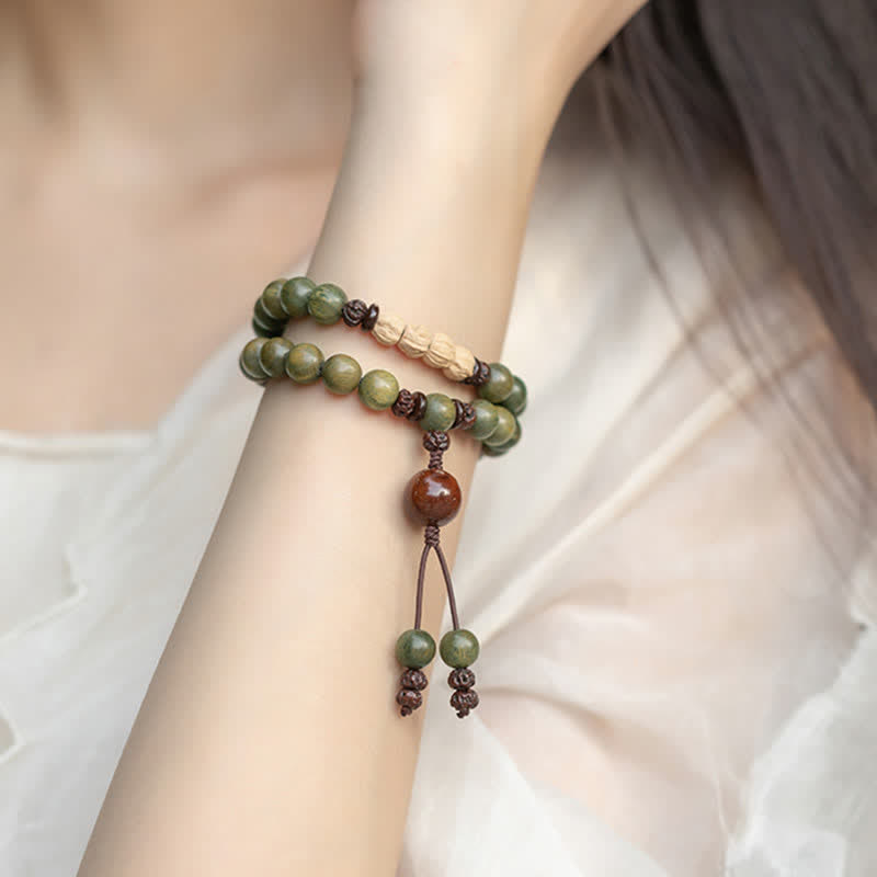Pulsera de paz positiva de sándalo verde