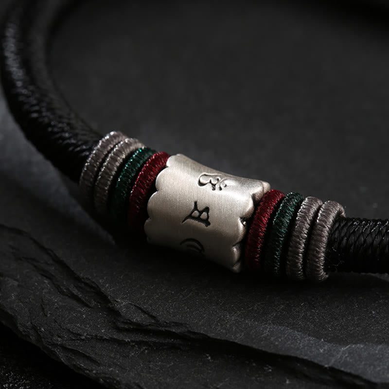 Pulsera con hebilla magnética de plata de ley 999 con Buddha Stones Om Mani Padme Hum Peace