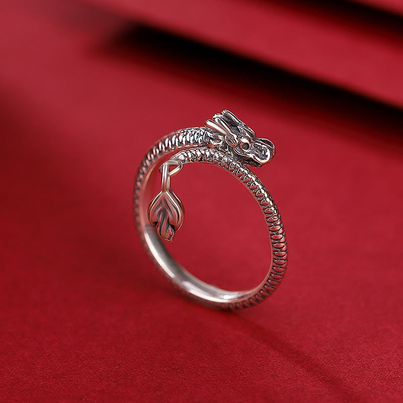 Anillo ajustable de plata de ley 925 con Buddha Stones , diseño vintage del Año del Dragón, protección de la suerte - Plata de ley 990 (ajustable) - image 17