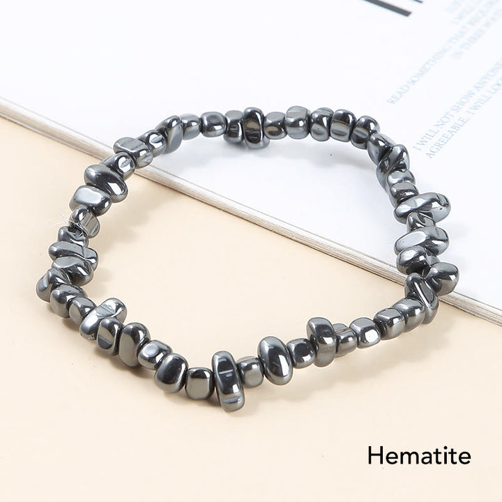 Pulsera calmante de calidez de piedra de cristal de forma irregular natural - Hematita (circunferencia de la muñeca: 15-16 cm) - image 22