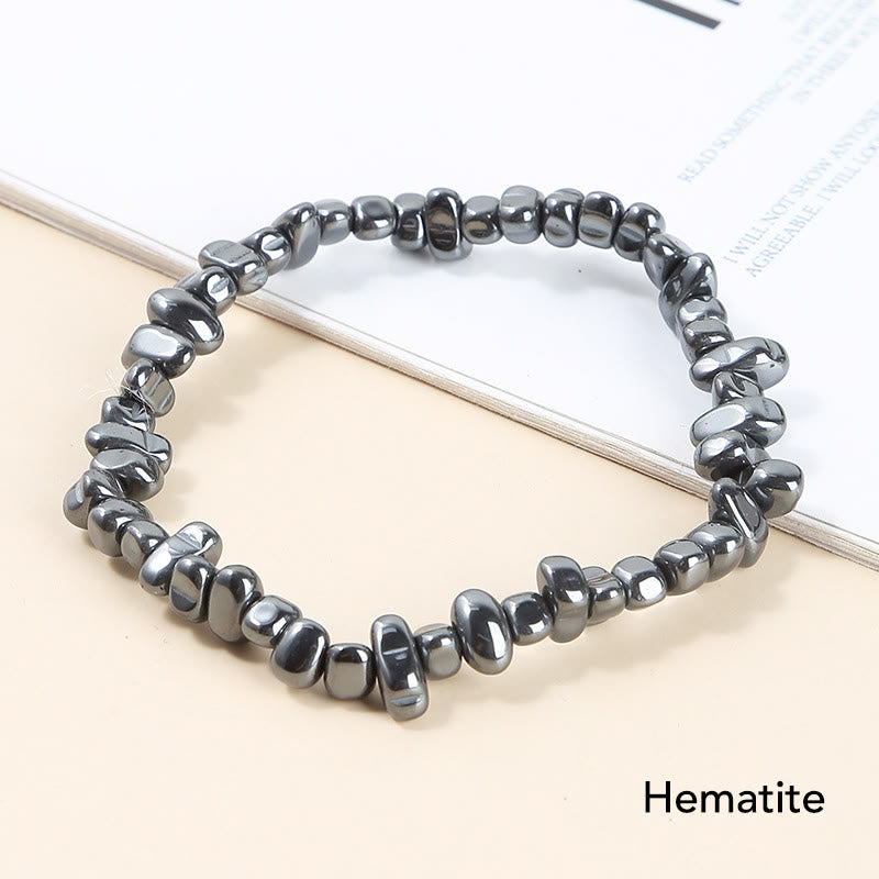 Pulsera calmante de calidez de piedra de cristal de forma irregular natural - Hematita (circunferencia de la muñeca: 15-16 cm) - image 22
