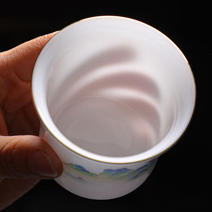 Taza de té de cerámica con diseño de árbol de ríos y montañas de piedras de Buddha Stones , taza de té de Kung Fu de 120ml