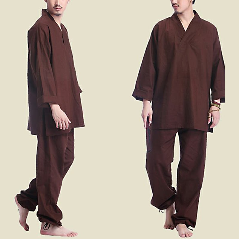 Conjunto de ropa de Yoga para hombre, diseño con cuello en V , Buddha Stones, meditación, oración, espiritual, Zen, lino y algodón - image 9