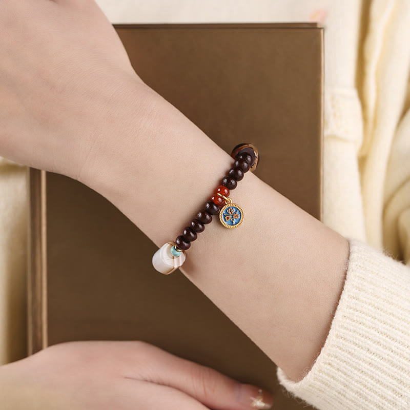 Buddha Stones Natural Tíbet Púrpura Bodhi Semilla Dzi Cuenta Dios de la Riqueza Pulsera de Sabiduría
