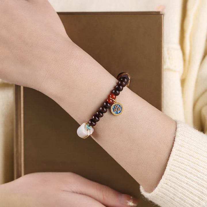 Buddha Stones Natural Tíbet Púrpura Bodhi Semilla Dzi Cuenta Dios de la Riqueza Pulsera de Sabiduría