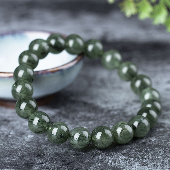 Pulsera de riqueza de bendición de cristal verde natural con Buddha Stones