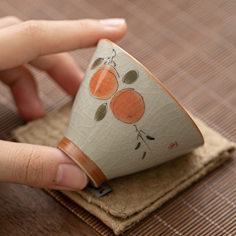 Taza de té de cerámica con Buddha Stones, bote de caqui, pez Koi, loto, taza de té de Kung Fu, 50ml