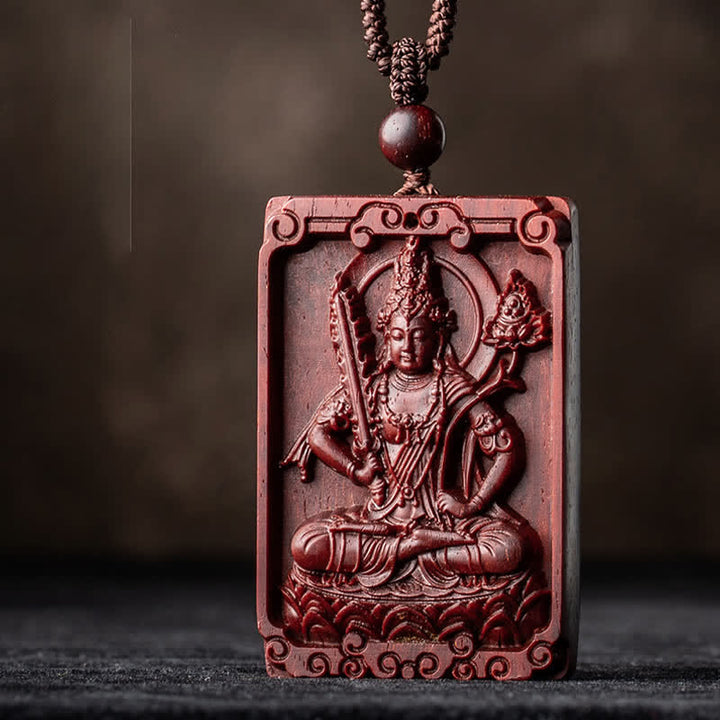 Colgante de collar de protección de sándalo rojo de hoja pequeña de Buda natal del zodiaco chino