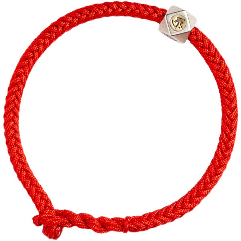 Pulsera de cuerda trenzada de protección de la suerte de Buda natal hecha a mano de plata de ley 925 con Buddha Stones