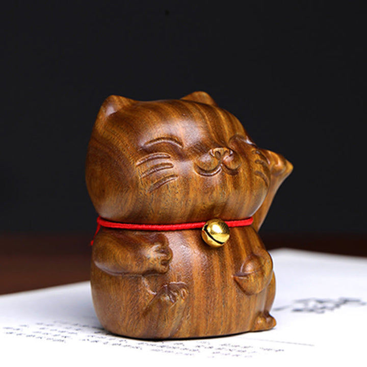 Buddha Stones Sándalo Verde Pequeño Mini Lindo Gato de la Suerte Decoraciones de Paz - image 11