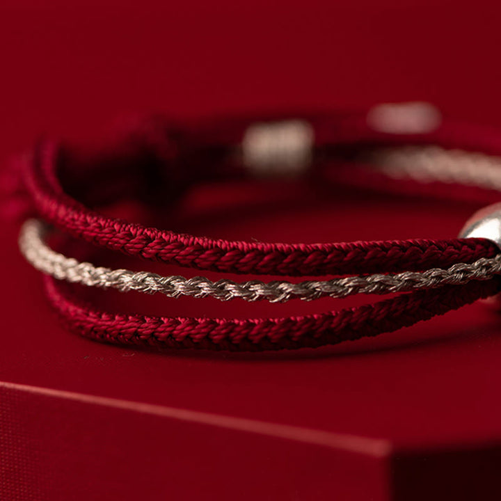 Pulsera de cuerda de la suerte de la diosa de la riqueza Zakiram tibetana de plata de ley 925 con Buddha Stones