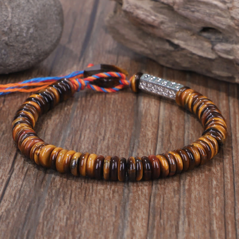 Pulsera de poder de protección Om Mani Padme Hum de ojo de tigre tibetano
