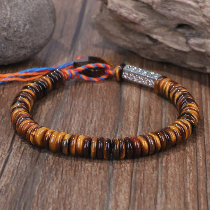 Pulsera de poder de protección Om Mani Padme Hum de ojo de tigre tibetano