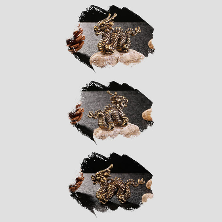 Buddha Stones Año del Dragón Pequeño Dragón de Latón Auspicioso Suerte Éxito Decoración del Hogar - image 9