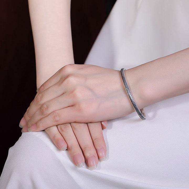 Brazalete de pulsera de la suerte con diseño de nubes propicias de plata de ley 999 vintage con Buddha Stones - image 5