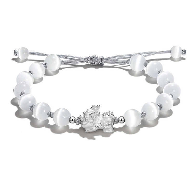 Pulsera de fuerza PiXiu con Buddha Stones, obsidiana negra natural, ojo de gato, cristal rosa