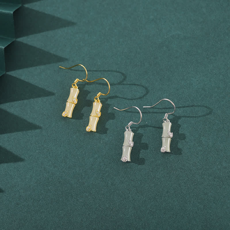 Pendientes colgantes de la suerte de bambú de ágata roja, ojo de gato, crisoberilo, Jade hetiano de plata de ley 925 - image 2