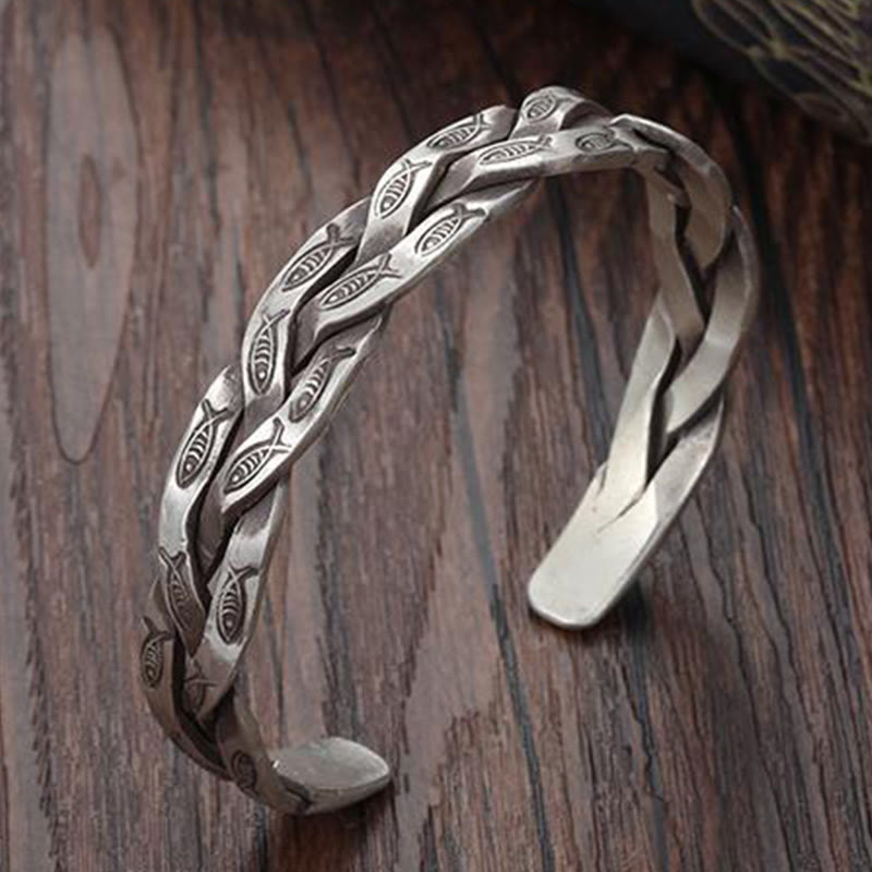 Brazalete con diseño retorcido de peces Koi y Buddha Stones, pulsera de la suerte y la riqueza