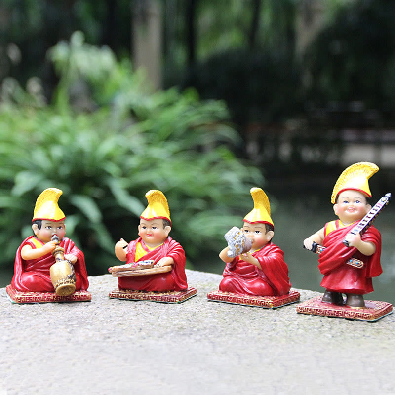 Buddha Stones pintadas a mano, figuras de Lama tibetanas talladas, adorno creativo para decoración del hogar, oficina y coche