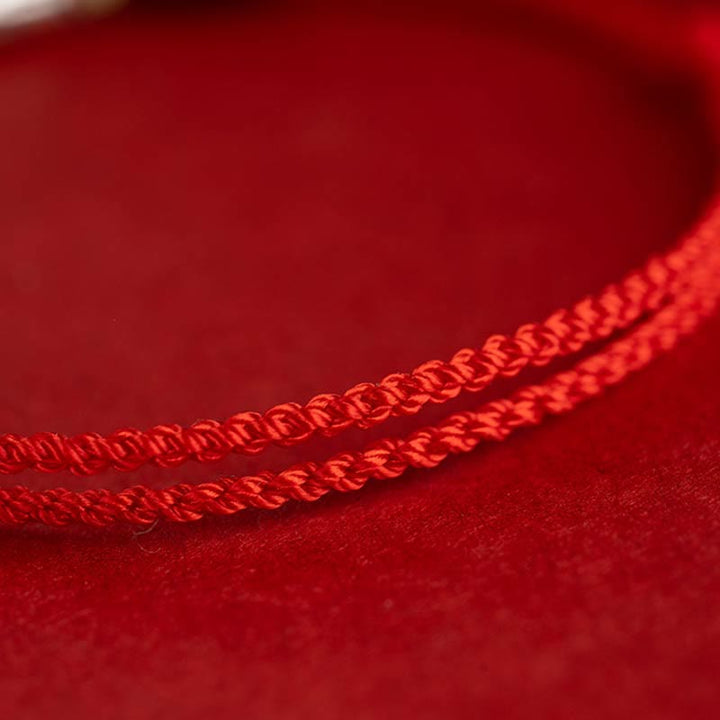 Pulsera tobillera trenzada hecha a mano con cuentas de cinabrio y pez Koi de plata de ley 925 con Buddha Stones - image 7