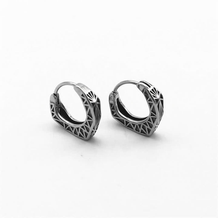 Pendientes de equilibrio de acero y titanio con aro vikingo - image 7
