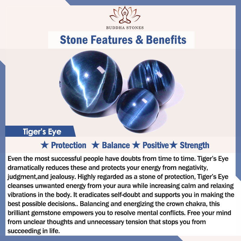 Pulsera de protección de ojos de tigre azul con Buddha Stones