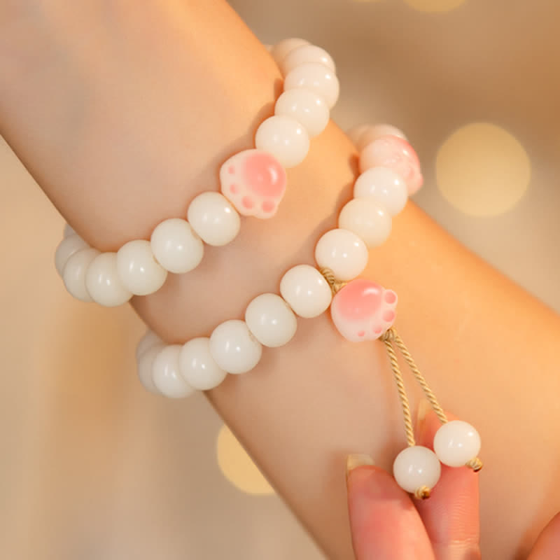 Pulsera de la paz con Buddha Stones, semillas naturales de Bodhi, pata encantadora, pata de gato de la suerte - image 3