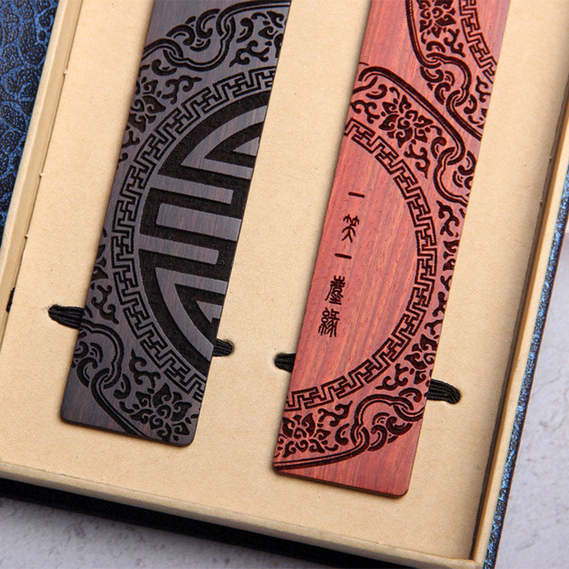 Buddha Stones, citas de iluminación Zen, madera de ébano, hoja pequeña, marcapáginas de sándalo rojo con caja de regalo