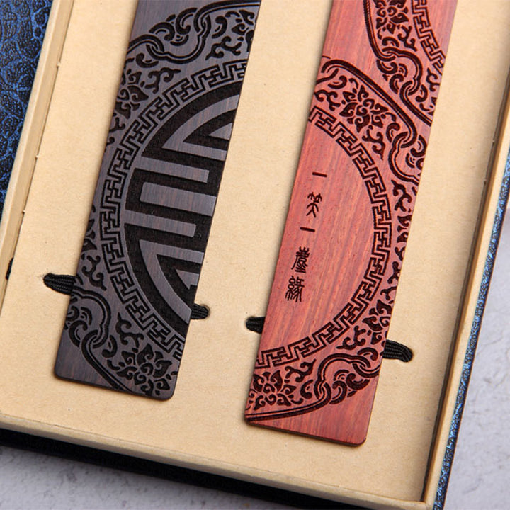 Buddha Stones, citas de iluminación Zen, madera de ébano, hoja pequeña, marcapáginas de sándalo rojo con caja de regalo