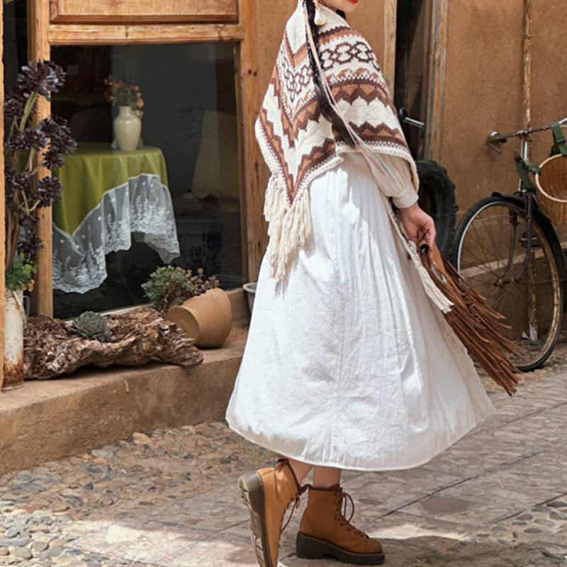 Buddha Stones Tibetano Rayas Marrón Beige Borla Mantón Invierno Acogedor Viaje Bufanda Abrigo - image 5